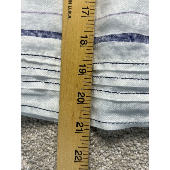 NIC&ZOE White Linen Blend Pleated Skirt Striped Hem Cottagecore Prairie Size 14P - Picture 6 of 10